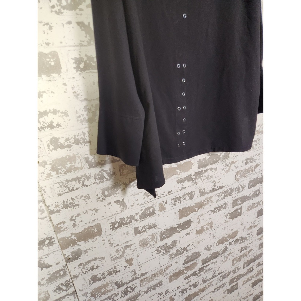 Ming Wang Tunic Top Black Size XL Grommet Detail Lightweight Edgy Travel - Picture 3 of 12